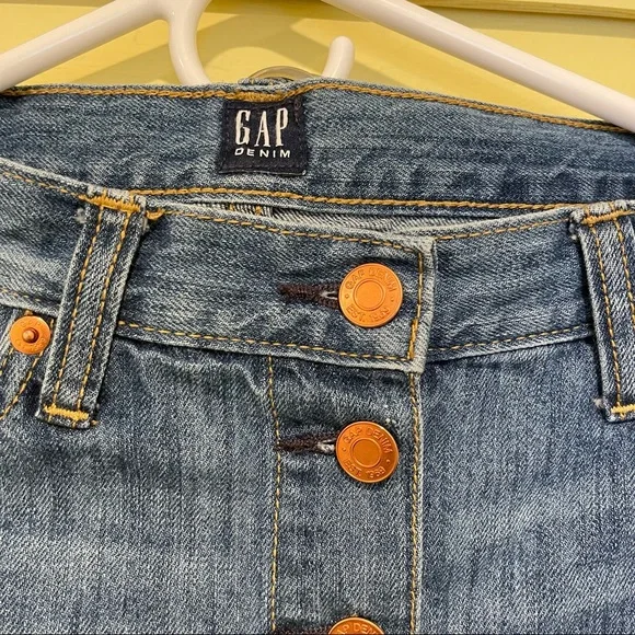 Gap copper button A-line denim skirt - Picture 2 of 4